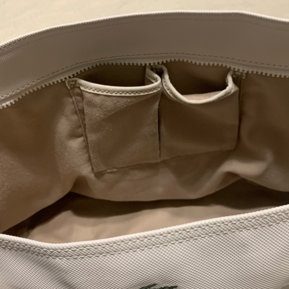 Lacoste OffWhite Large PreOwned Tote Bag inside clean outside blue light stains. - Picture 9 of 16